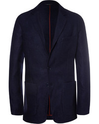 Мужской темно-синий шерстяной пиджак от Loro Piana