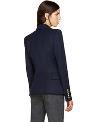 Женский темно-синий шерстяной пиджак от Balmain