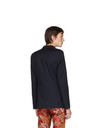 Мужской темно-синий шерстяной пиджак от Dries Van Noten