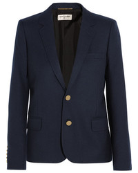 Женский темно-синий шерстяной пиджак от Saint Laurent