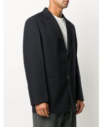 Мужской темно-синий шерстяной пиджак от Jil Sander