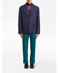 Мужской темно-синий шерстяной пиджак от Prada