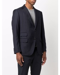 Мужской темно-синий шерстяной пиджак от Caruso