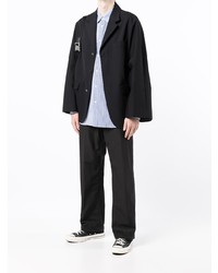 Мужской темно-синий шерстяной пиджак от Fumito Ganryu