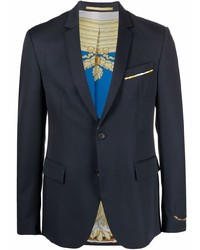 Мужской темно-синий шерстяной пиджак от Versace