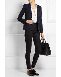 Женский темно-синий шерстяной пиджак от Saint Laurent