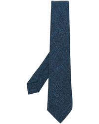 Мужской темно-синий шерстяной плетеный галстук от Kiton