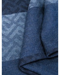 Мужской темно-синий шерстяной плетеный шарф от Fendi