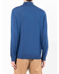 Мужской темно-синий шерстяной свитер с воротником поло от Paul Smith