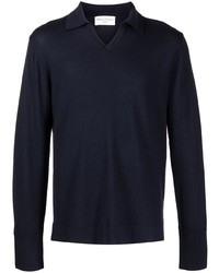 Мужской темно-синий шерстяной свитер с воротником поло от Officine Generale