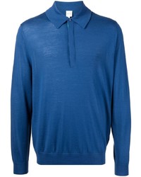 Мужской темно-синий шерстяной свитер с воротником поло от Paul Smith