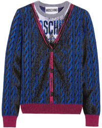 Женский темно-синий шерстяной свитер с принтом от Moschino