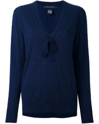 Женский темно-синий шерстяной свитер с украшением от Marc Jacobs
