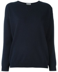 Женский темно-синий шерстяной свитер от Brunello Cucinelli