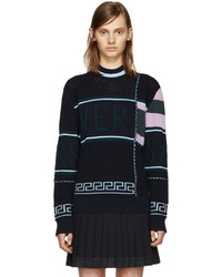 Женский темно-синий шерстяной свитер от Versace