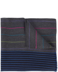 Мужской темно-синий шерстяной шарф в горизонтальную полоску от Paul Smith