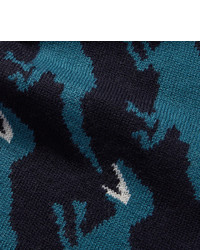 Мужской темно-синий шерстяной шарф с принтом от Paul Smith
