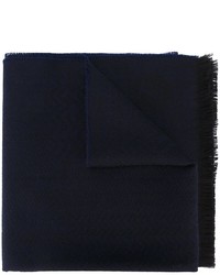 Мужской темно-синий шерстяной шарф с узором зигзаг от Z Zegna