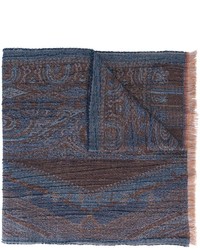 Мужской темно-синий шерстяной шарф от Etro