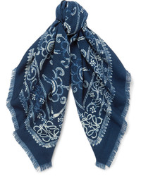 Мужской темно-синий шерстяной шарф от Loewe