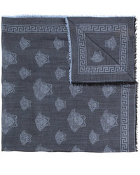 Мужской темно-синий шерстяной шарф от Versace