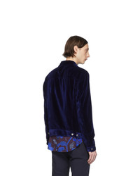 Мужская темно-синяя бархатная куртка-рубашка от Paul Smith