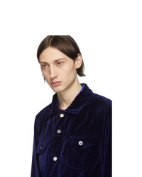 Мужская темно-синяя бархатная куртка-рубашка от Paul Smith