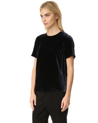 Женская темно-синяя бархатная футболка от Vince