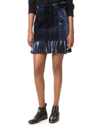 Темно-синяя бархатная юбка со складками от 3.1 Phillip Lim