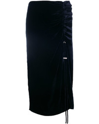 Темно-синяя бархатная юбка от Cédric Charlier