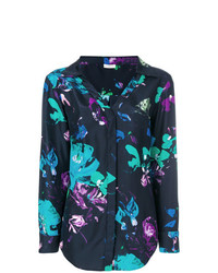 Темно-синяя блуза на пуговицах с цветочным принтом от Emanuel Ungaro