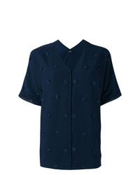 Темно-синяя блуза на пуговицах с цветочным принтом от Steffen Schraut