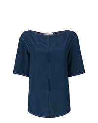 Темно-синяя блуза с коротким рукавом от Marni