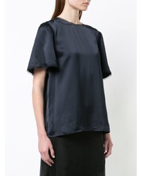 Темно-синяя блуза с коротким рукавом от Prabal Gurung