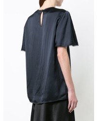 Темно-синяя блуза с коротким рукавом от Prabal Gurung