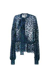 Темно-синяя блузка с длинным рукавом в горошек от Magda Butrym