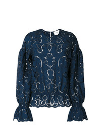 Темно-синяя блузка с длинным рукавом с вышивкой от Perseverance London