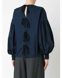 Темно-синяя блузка с длинным рукавом с украшением от Muveil