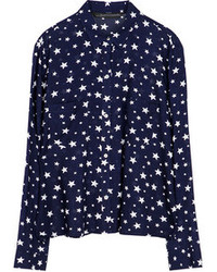 Темно-синяя блузка с длинным рукавом со звездами