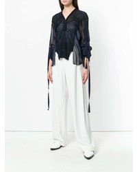 Темно-синяя блузка с длинным рукавом от Aviu