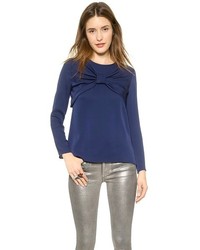 Темно-синяя блузка с длинным рукавом от Milly