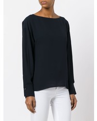 Темно-синяя блузка с длинным рукавом от Theory