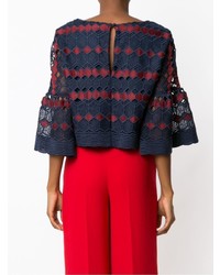 Темно-синяя блузка с длинным рукавом от Olympiah