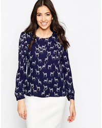 Темно-синяя блузка с принтом от Sugarhill Boutique