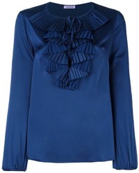 Темно-синяя блузка с рюшами от P.A.R.O.S.H.
