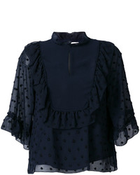 Темно-синяя блузка с рюшами от See by Chloe