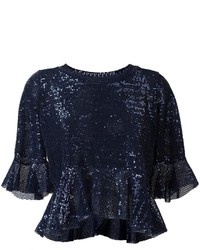 Темно-синяя блузка с украшением от Dondup