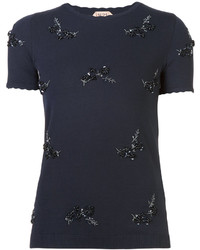 Темно-синяя блузка с украшением от No.21