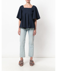 Темно-синяя блузка со складками от Joseph