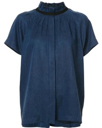 Темно-синяя блузка со складками от Zero Maria Cornejo